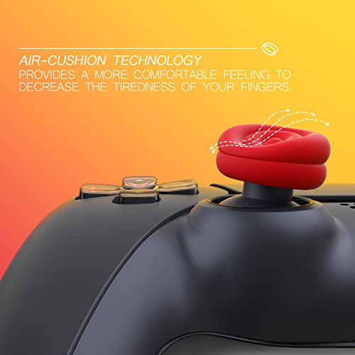 PlayVital Thumbs Cushion Caps Thumb Grips for ps5, for ps4, Thumbstick Grip Cover for Xbox Series X/S, Thumb Grip Caps for Xbox One, Elite Series 2, for Switch Pro Controller - Passion Red