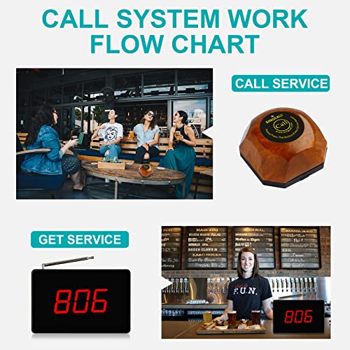 SINGCALL Wireless Calling System, Paging System, for Cafe, Coffee Shop, Restaurant, Office, Small Display Big Screen, Pack of 1 Display 5 Bells