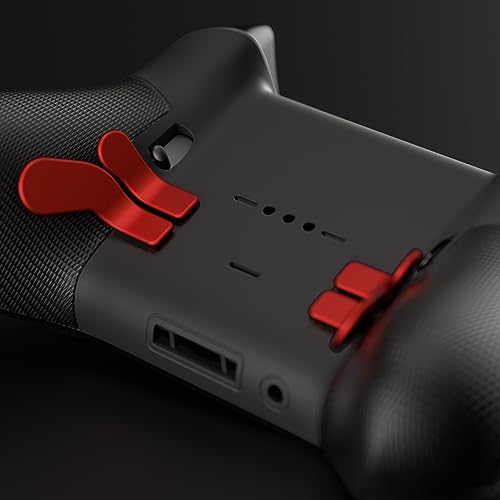 eXtremeRate 6 in 1 Metallic Scarlet Red Magnetic Stainless Steel D-Pads Replacement Back Paddles for Xbox Elite, Direction Keys Back Buttons for Xbox Elite & Elite Series 2 Controller