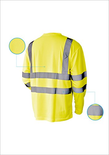L&M Hi Vis T Shirt ANSI Class 3 Reflective Safety Lime Orange Short Long Sleeve HIGH Visibility (5XL, Lime_L)