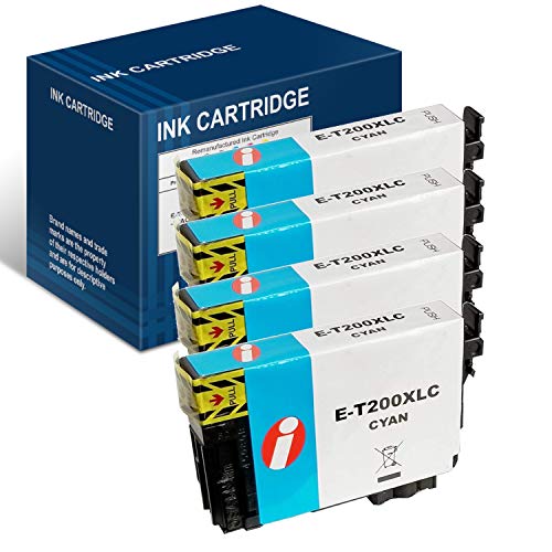 INK4WORK 200XL Cyan Remanufactured Ink Cartridge Replacement for Epson T200XL T200 XL Expression XP