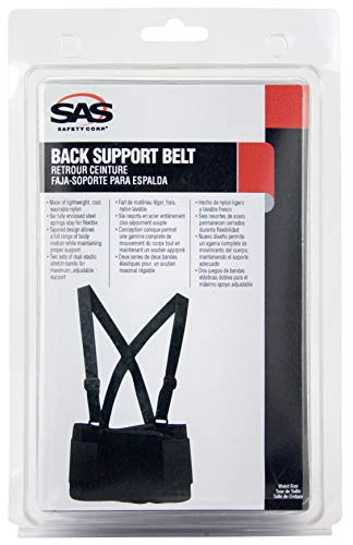 SAS Safety Corp Deluxe Back Support Belt | Lightweight, Cool Polyester Lumbar Support Belt | Adjustable, Flexible, Contoured Support Professional Safety Belt for Heavy Lifting, Moving (Large)