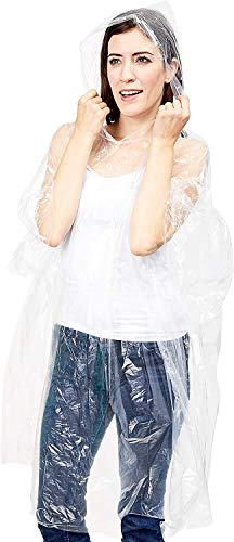 Juvale Rain Ponchos for Adults - One Size (50 x 39.4 In) Hooded Plastic