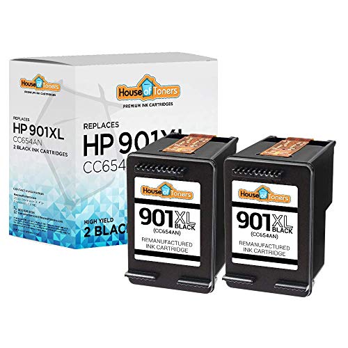 Houseoftoners Remanufactured 2-Pack for HP 901XL Black Ink Cartridges Replacement for HP 901 XL CC654AN Officejet 4500, J4535, J4580, J4680c, J4500, J4585, J4624, J4524, J4540, J4660, J4680 (Black)