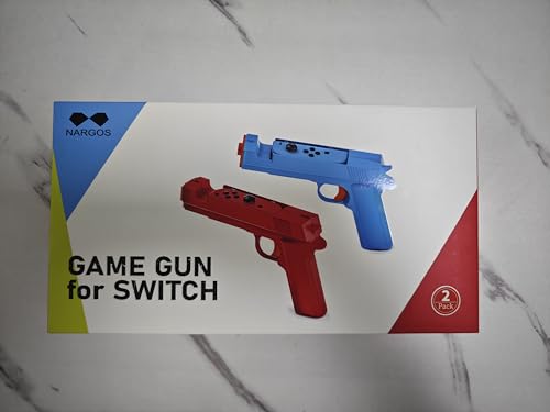 Nargos Shooting Game Gun for Nintendo Switch/Switch OLED Joy-Con Controller, Hand Grip Motion Controller for The House of the Dead, Big Buck Hunter Arcade, Spooky Spirit Shooting Gallery (Blue Red)