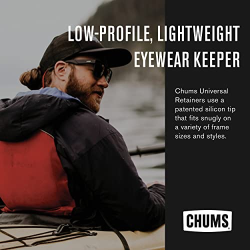 Chums 3 MM Universal Fit Retainer - Patented Tips Work with Most Eyewear - Unisex Sunglasses & Glasses Keeper - Adjustable Fit, Nylon Rope & Made in USA (3 MM, Black),One Size