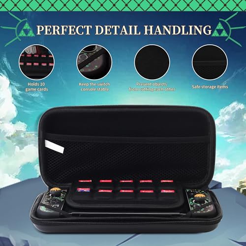 HYPERCASE Black of Zelda Switch OLED Carrying Case Kit for OLED Model & Accessories Storage,with Switch OLED Travel Bag of Kingdom Tears, Switch OLED Console Cover, Screen Protector & 2 Thumb Caps