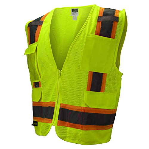 Radians SV6 Two Tone Class 2 Surveyor Polyester All Mesh Vests with Contrasting Trim, Green