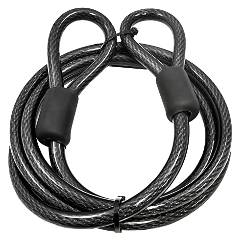 Lumintrail 12mm (1/2 inch) Heavy-Duty Security Cable, Vinyl Coated Braided Steel with Sealed Looped Ends (4′