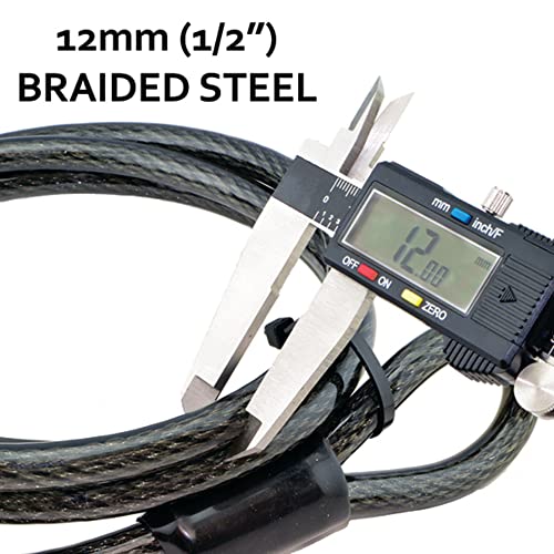 Lumintrail 12mm (1/2 inch) Heavy-Duty Security Cable, Vinyl Coated Braided Steel with Sealed Looped Ends (4'