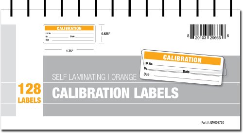 Calibration Labels – Self Laminating with Spiral Bound Cover (Orange)