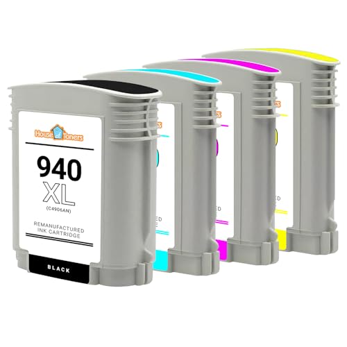Houseoftoners Remanufactured for HP 940XL Ink Cartridge High Yield Replacement for HP 940XL Officejet 8500 8000 4-Pack (Multicolor)
