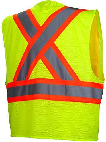 Pyramex Safety RCZ2410X2 RCZ24 Series Vest Hi-Vis Lime Vest with Contrasting Reflective Tape