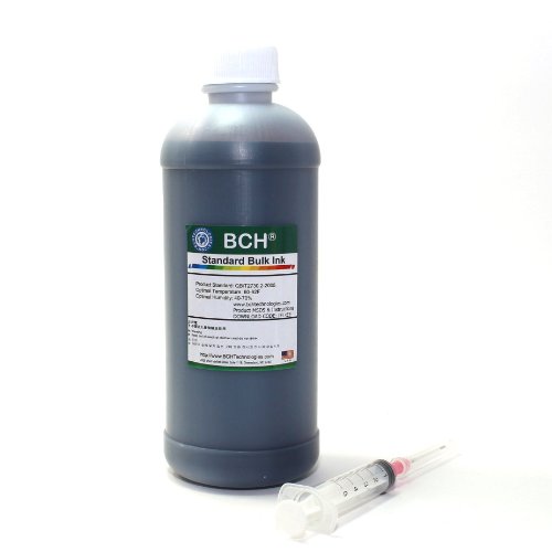 BCH Black Ink Refill Kit for Epson Inkjet Printers 500 ml (16.9 oz) High-Yield Printer Ink Refill- Refillable Ink Bottle with Syringe for Easy Refilling