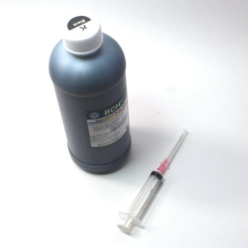 BCH Black Ink Refill Kit for Epson Inkjet Printers 500 ml (16.9 oz) High-Yield Printer Ink Refill- Refillable Ink Bottle with Syringe for Easy Refilling
