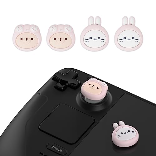 PlayVital Thumb Grip Caps for Steam Deck LCD, Silicone Thumbsticks Grips Joystick Caps for Steam Deck OLED - Cosplaying Kitten & Puppy