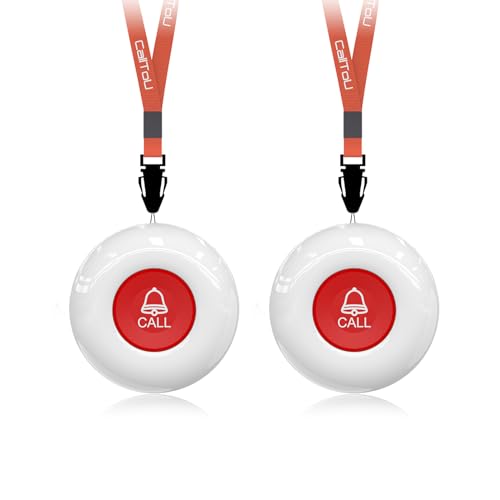 CallToU Wireless Call Buttons for Caregiver Pager and Restaurant Calling Pager Waterproof 500+ Feet Operating Range for Elderly/Patient/Disable（Need to Be Paired with Receiver to Work）