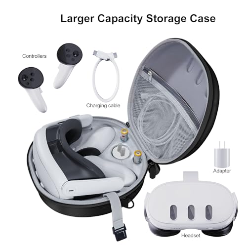 EJGAME Hard Carrying Case Compatible with Meta Quest 3 Accessories VR Headset, Touch Controllers and Other Accessories, Ultra-Sleek Design for Travel and Home Storage (Black)