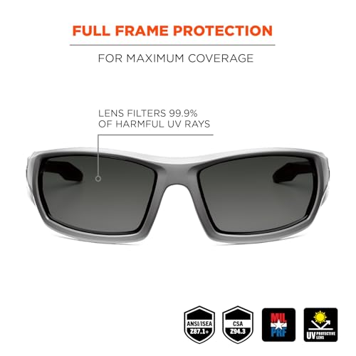 Ergodyne Skullerz Odin Anti-Fog Safety Sunglasses - Matte Gray Frame, Smoke Lens