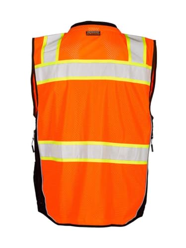 ML Kishigo Men's Class 2 High Visibility Premium Black Series Surveyors Vest - Orange/Black, Medium, Model Number S5000