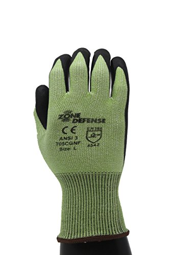 West Chester Zone Defense 705CGNF HPPE Shell Gloves – [Pack of 12] Green, X-Large, Black Palm Coated Foam Nitrile Gloves, Level 3