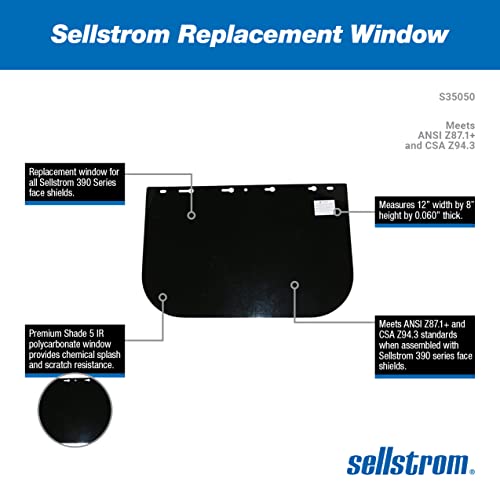 Sellstrom Replacement Polycarbonate Window - for 390 Series Face Shields - ANSI Z87.1