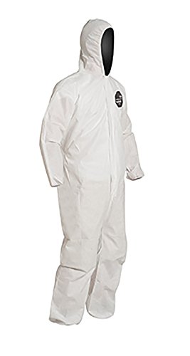 DuPont ProShield 10 PB127S Disposable Protective Coverall with Standard Fit Hood, Elastic Cuff and Ankles, White, Medium (Pack of 25)