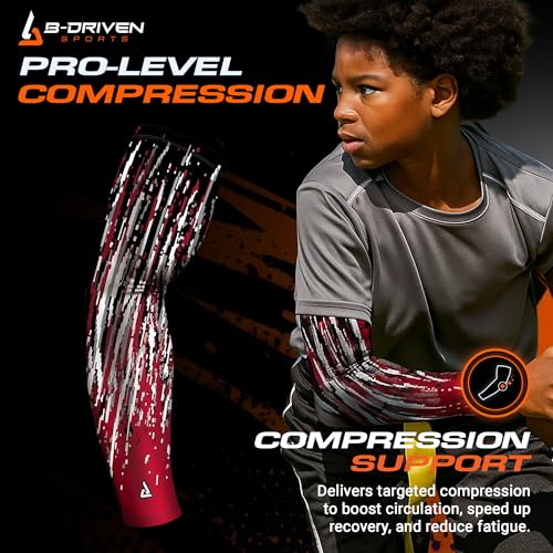 B-Driven Sports Premium Pro-Fit Compression Arm Sleeve for Men & Women - For Sports Protection - Single, Digital Designs