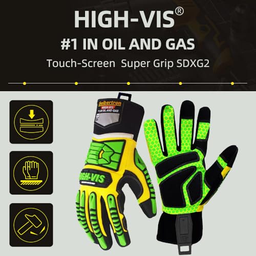 Seibertron HIGH-VIS SDXG2 Dexterity Super Grip GEL Oil & Gas Anti-Vibration Impact Protection Safety Gloves CE EN388 4131 XL