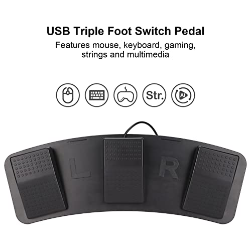 USB Triple Foot Pedal Switch, Programmable PC USB Foot Switch