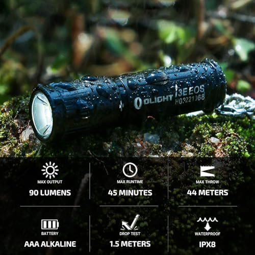 OLIGHT i3E EOS PMMA TIR Lens AAA EDC Flashlight 90 Lumens Compact Keychain Flash Light for Night, Camping (Black)